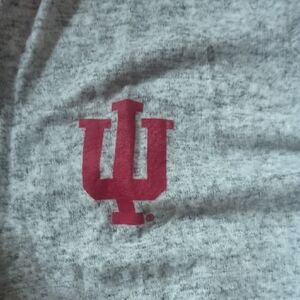 Gray Hooded Cardigan With Red IU Logo